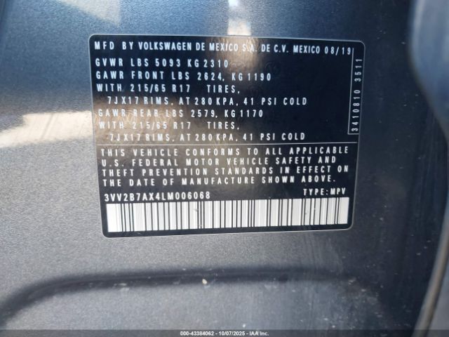 2020 VOLKSWAGEN TIGUAN 3VV2B7AX4LM006068 Photo 8