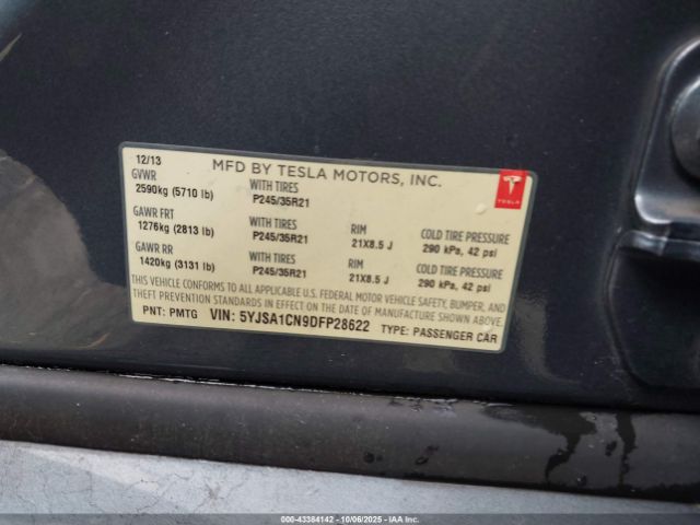 2013 TESLA MODEL S 5YJSA1CN9DFP28622 Photo 8