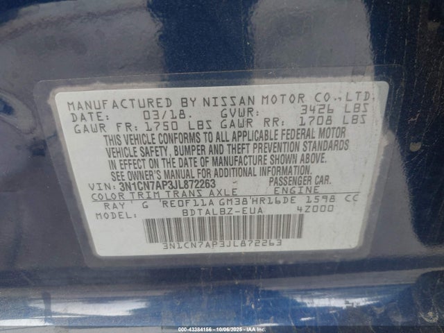 Nissan 2018 2018 3N1CN7AP3JL872263 Image 9