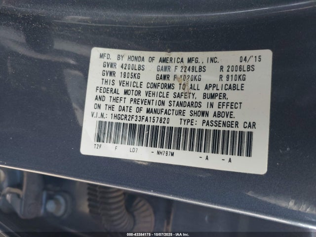 Honda k24w1 2015 1HGCR2F33FA157820 Image 9