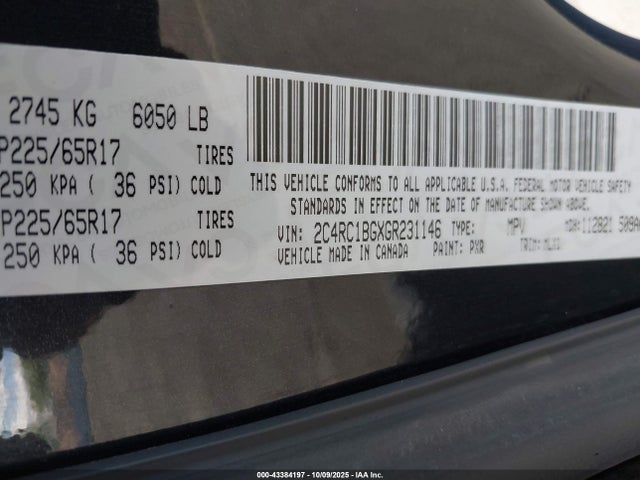 Chrysler 2016 2016 2C4RC1BGXGR231146 Image 9