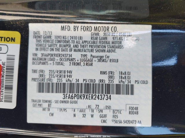 Ford 2014 2014 3FA6P0K9XER243734 Image 9