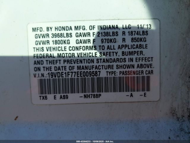 2014 ACURA ILX 19VDE1F77EE009587 Photo 8