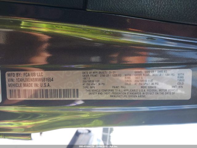 2021 JEEP WRANGLER UNLIMITED 1C4HJXEN8MW681654 Photo 8