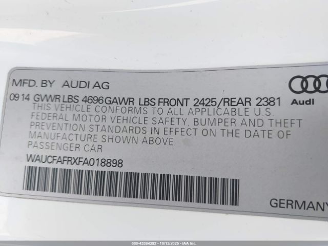 2015 AUDI A5 WAUCFAFRXFA018898 Photo 8