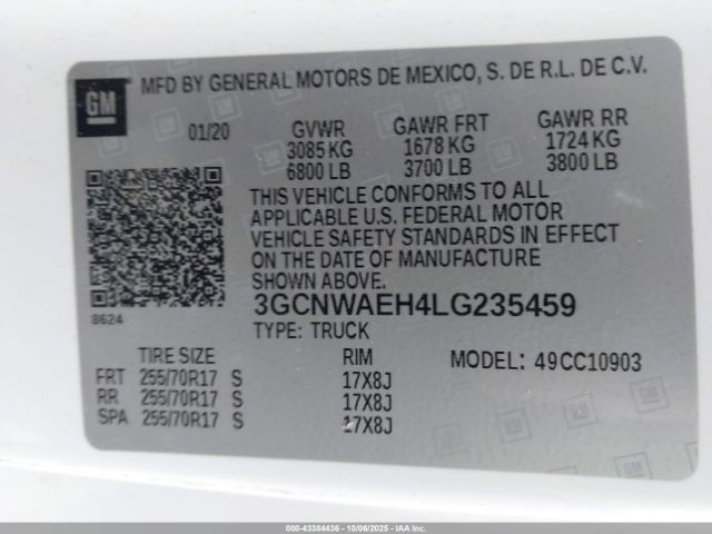2020 CHEVROLET SILVERADO 1500 3GCNWAEH4LG235459 Photo 8