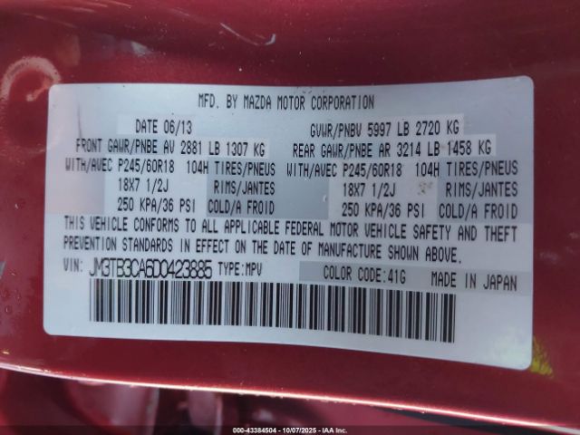 2013 MAZDA CX-9 JM3TB3CA6D0423885 Photo 8