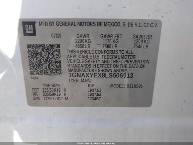 2020 CHEVROLET EQUINOX 3GNAXYEX8LS506913 Photo 8