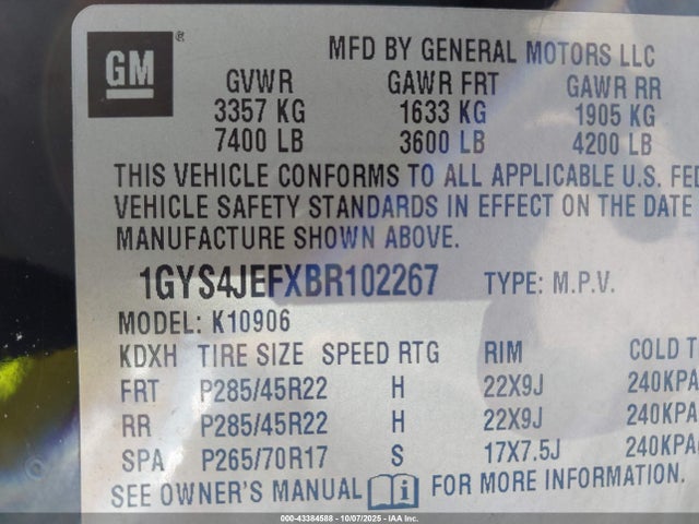 2011 CADILLAC ESCALADE ESV 1GYS4JEFXBR102267 Photo 8