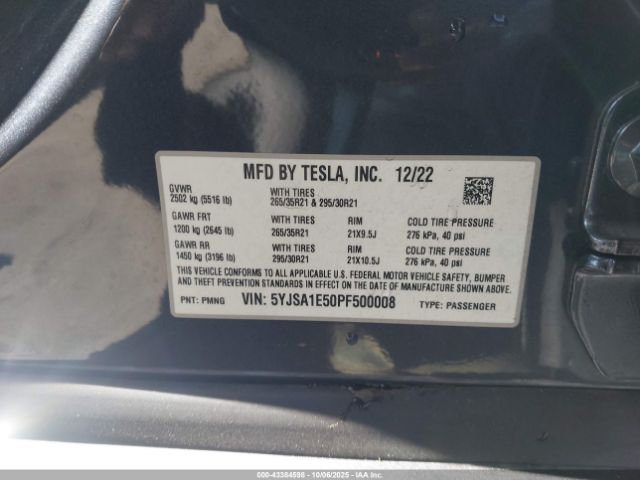 2023 TESLA MODEL S 5YJSA1E50PF500008 Photo 8