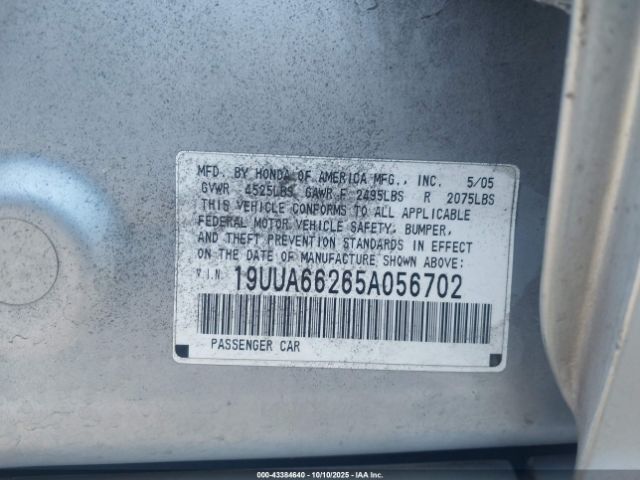 2005 ACURA TL 19UUA66265A056702 Photo 8