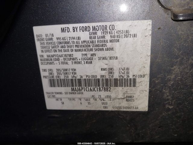2018 FORD ECOSPORT MAJ6P1CL6JC187882 Photo 8