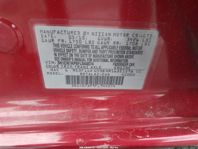 Nissan 2015 2015 3N1CN7AP9FL944574 Image 9