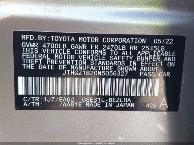 2022 LEXUS IS 350 JTHGZ1B20N5056327 Photo 8