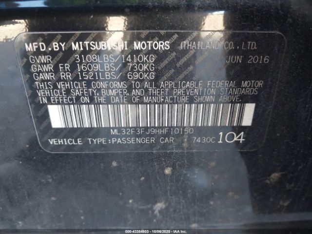 2017 MITSUBISHI MIRAGE G4 ML32F3FJ9HHF10150 Photo 8