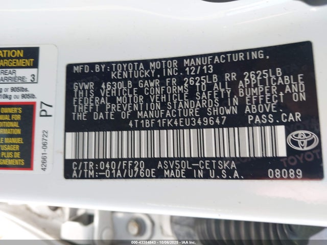Toyota 2ar-fe 2014 4T1BF1FK4EU349647 Image 9