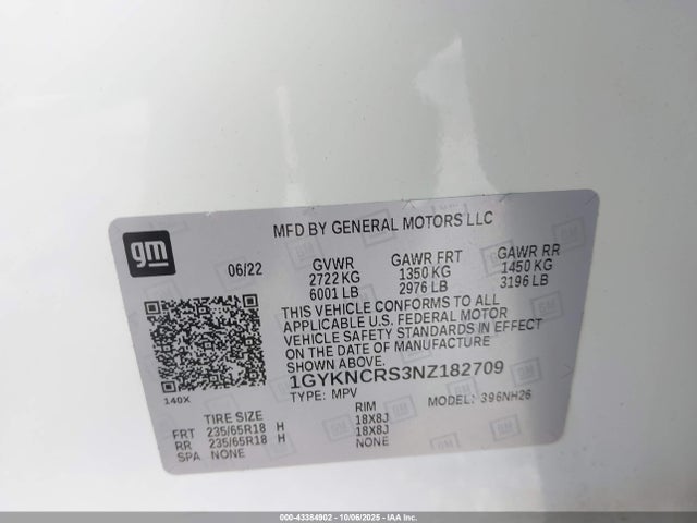 2022 CADILLAC XT5 1GYKNCRS3NZ182709 Photo 8