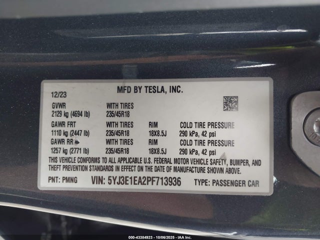 2023 TESLA MODEL 3 5YJ3E1EA2PF713936 Photo 8