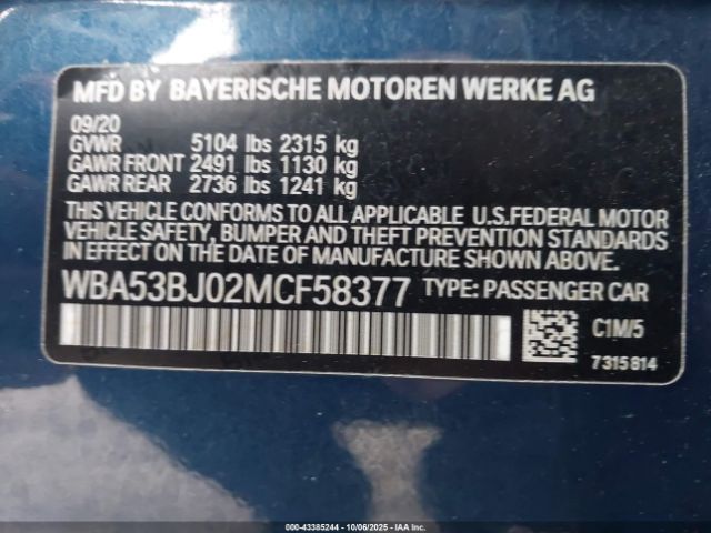 2021 BMW 540I WBA53BJ02MCF58377 Photo 8