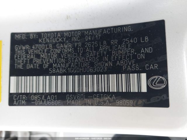 2017 LEXUS ES 350 58ABK1GG0HU063023 Photo 8