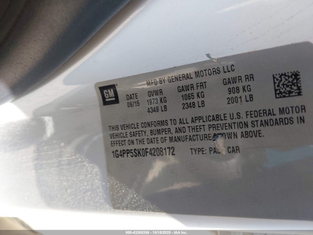 Aukcja sprzedaży 2015 Buick Verano, vin: 1G4PP5SK0F4208172, numer aukcji: 43385356
