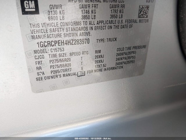 2017 CHEVROLET SILVERADO 1500 1GCRCPEH4HZ283970 Photo 8