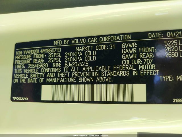 2021 VOLVO XC60 YV4102DL4M1860713 Photo 8