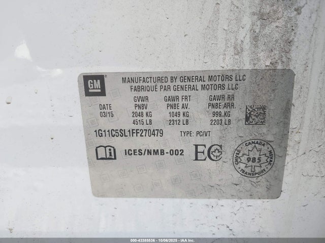 2015 CHEVROLET MALIBU 1G11C5SL1FF270479 Photo 8