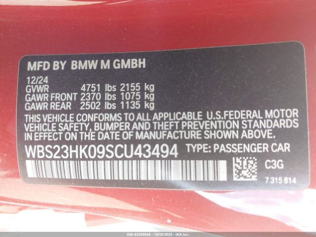 2025 BMW M4 WBS23HK09SCU43494 Photo 8