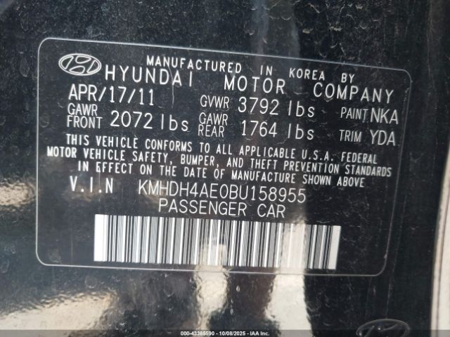 2011 HYUNDAI ELANTRA KMHDH4AE0BU158955 Photo 8