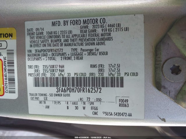Ford 2015 2015 3FA6P0H70FR162572 Image 9