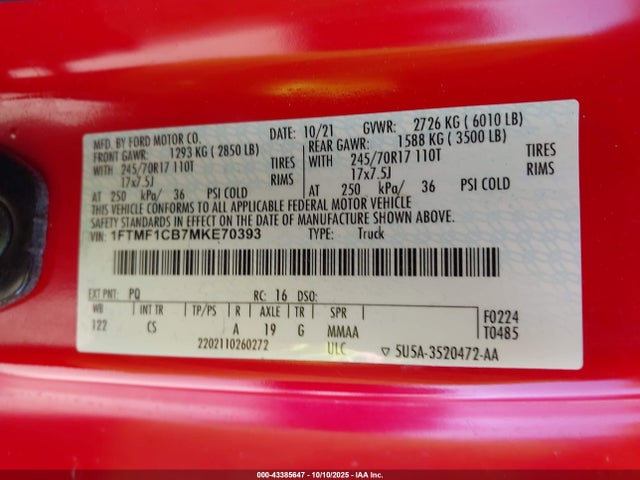 Ford tivct 2021 1FTMF1CB7MKE70393 Image 9