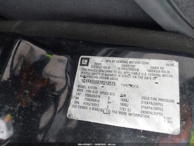 2007 CADILLAC ESCALADE 1GYFK63887R212573 Photo 8