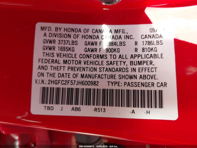 Продаж на аукціоні авто 2018 Honda Civic Lx, vin: 2HGFC2F57JH600982, номер лоту: 43385678
