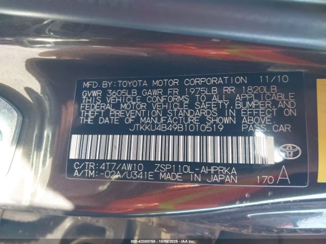 2011 SCION XD JTKKU4B49B1010519 Photo 8