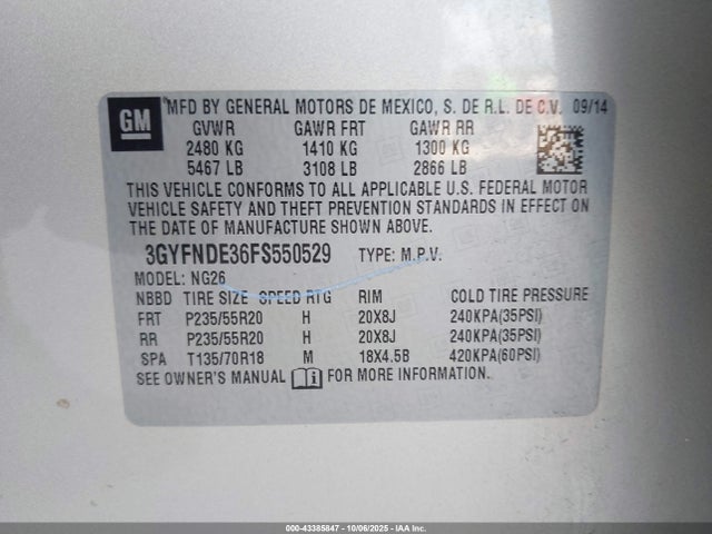 2015 CADILLAC SRX 3GYFNDE36FS550529 Photo 8