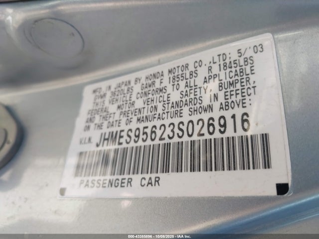 2003 HONDA CIVIC JHMES95623S026916 Photo 8