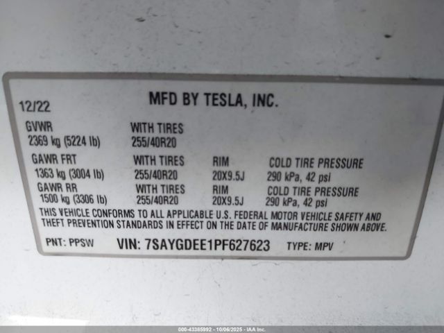 2023 TESLA MODEL Y 7SAYGDEE1PF627623 Photo 8