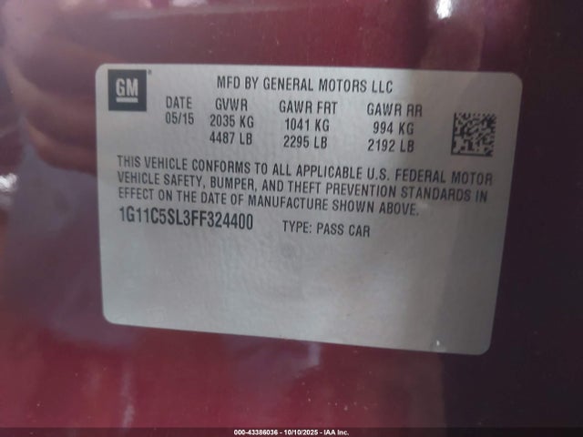 Chevrolet lkw 2015 1G11C5SL3FF324400 Image 9