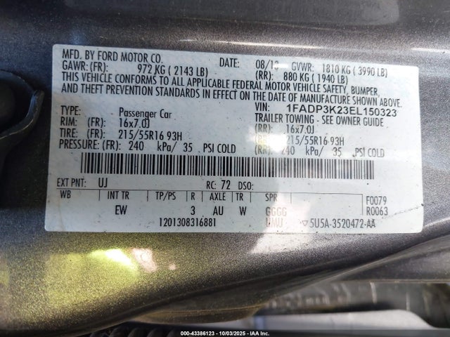 Ford 2014 2014 1FADP3K23EL150323 Image 9