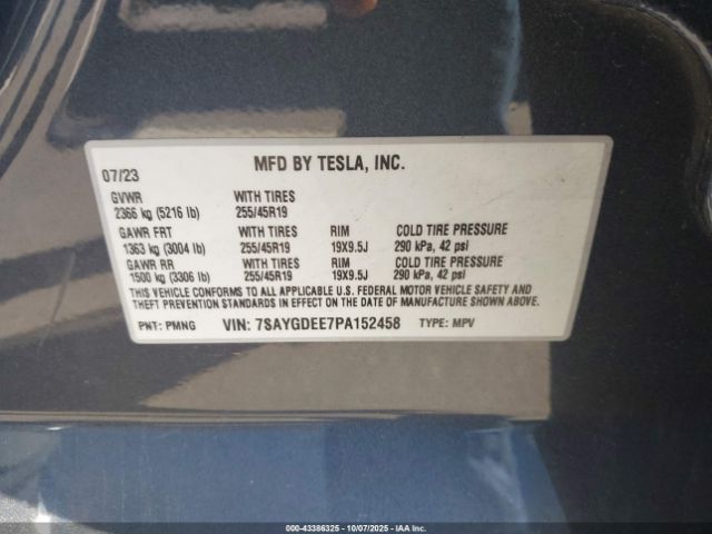 2023 TESLA MODEL Y 7SAYGDEE7PA152458 Photo 8