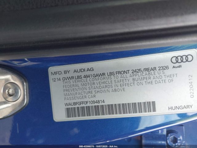 2015 AUDI S3 WAUBFGFF0F1094814 Photo 8