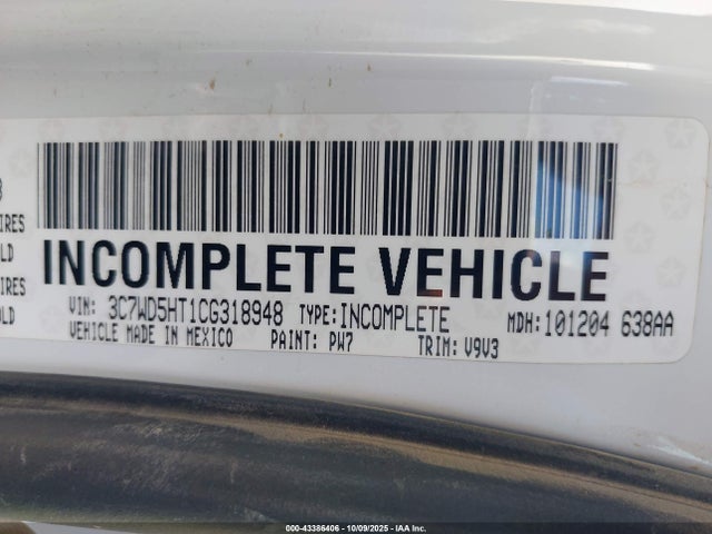 43386406 :رقم المزاد ، 3C7WD5HT1CG318948 vin ، 2012 Ram 2500 St مزاد بيع