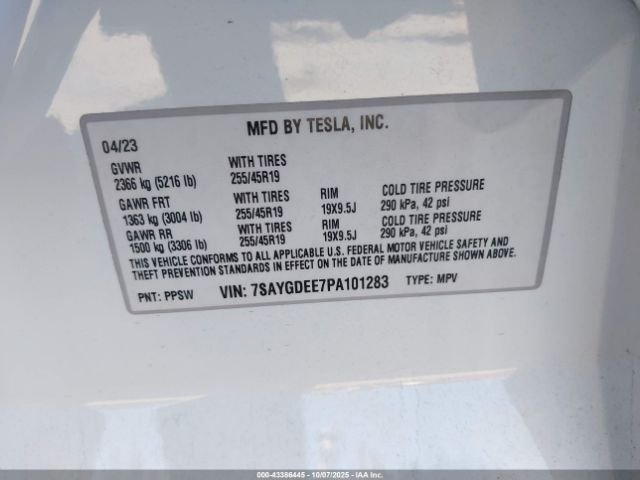 2023 TESLA MODEL Y 7SAYGDEE7PA101283 Photo 8