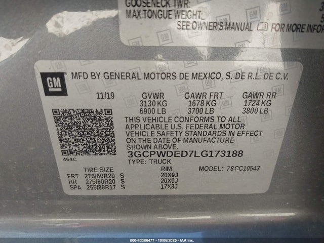 3GCPWDED7LG173188 Chevrolet l84 - di, dfm, alum, gen 5, var 2
