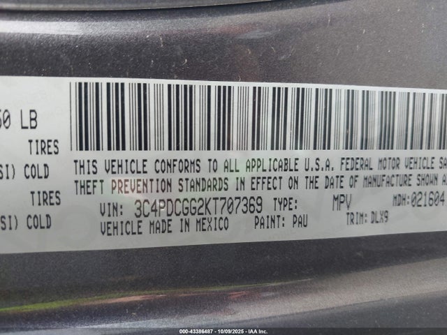 Dodge 2019 2019 3C4PDCGG2KT707369 Image 9