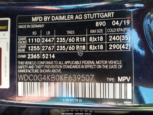 2019 MERCEDES-BENZ GLC 300 WDC0G4KB0KF639507 Photo 8