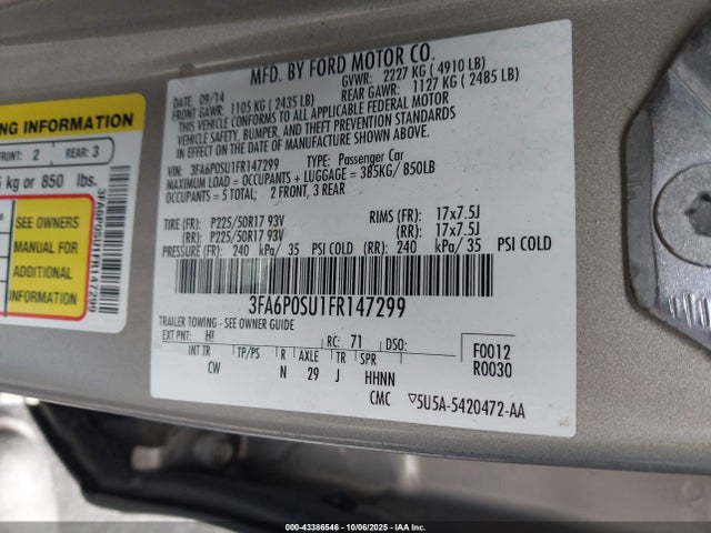 Ford 2015 2015 3FA6P0SU1FR147299 Image 9