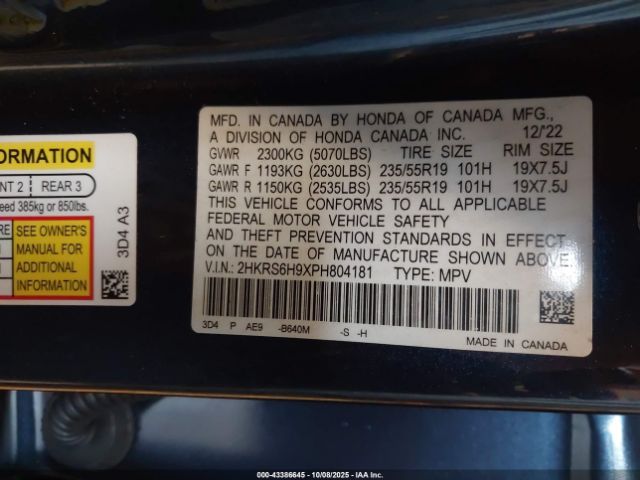 2023 HONDA CR-V HYBRID 2HKRS6H9XPH804181 Photo 8