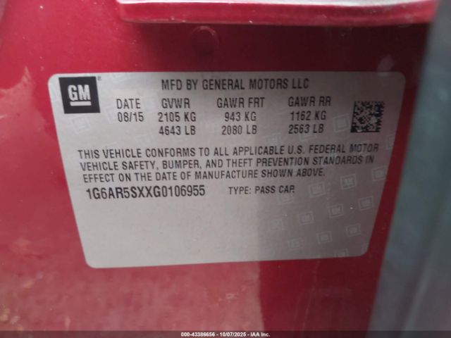 2016 CADILLAC CTS 1G6AR5SXXG0106955 Photo 8